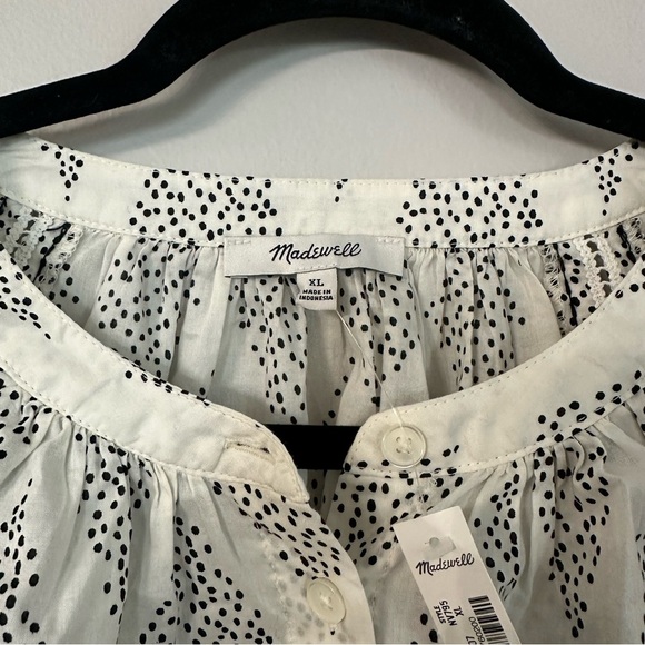 Madewell Shirred Balloon-Sleeve Top in Geometric Print in Lighthouse Sz XL NWT - Picture 3 of 9